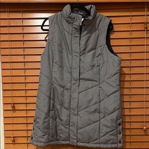 Christopher & Banks Women's Black and White Quilted Long Vest size Lg (f)